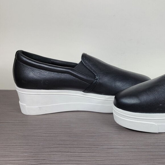 J/Slides Wedge/Platform Slip On Sneaker, Black Leather, Womens Size 9 US - Picture 8 of 12